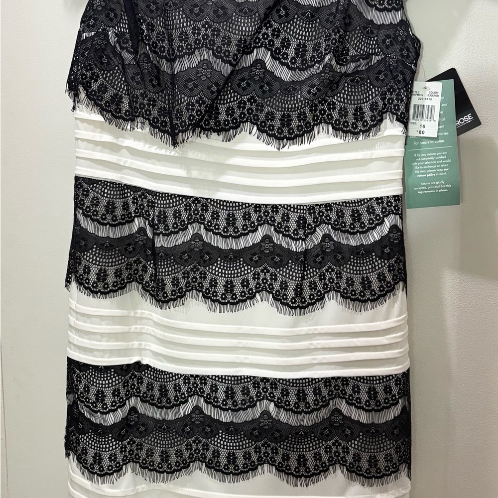 Elegant Black and White Lace Dress​ - Picture 3 of 5